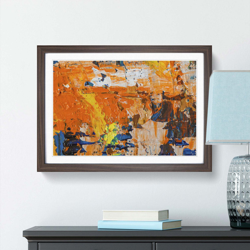 Abstract Art Painting Vol.423 by S.Johnson - Picture Frame Painting Print, 36cm H x 48cm W x 2cm D, Walnut Framed