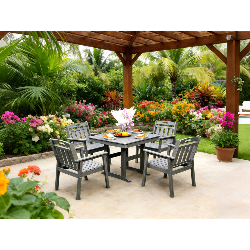 Ensemble de salle à manger gris Hdpe, style durable pour les jardins et les piscines