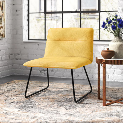 Klara 24.8" Wide Upholstered Slipper Chair with Metal Sled Base by Steelside