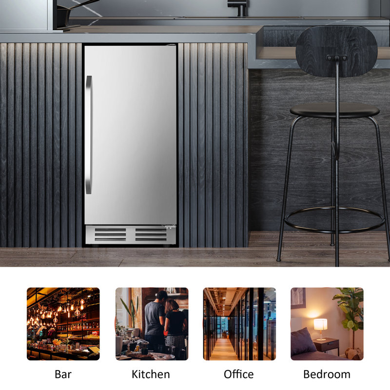 Velivi 127 Cans 3.1 Cubic Feet Built-In & Freestanding Beverage Refrigerator with Digital Control, Security Lock, and Blue LED Light