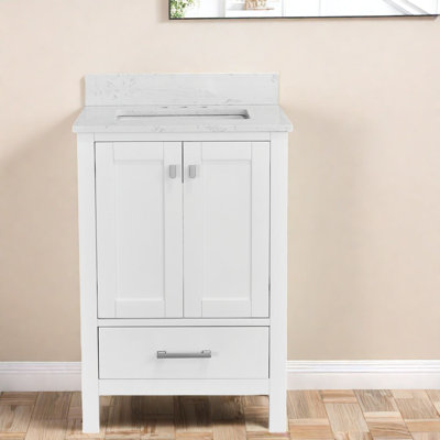 Modern White Wood Vanity Cabinet With Sink For Compact Bathrooms