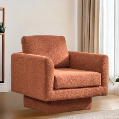 Moderne 30 po Fauteuil d'appoint en sherpa pivotant rouge brique avec accoudoirs ronds et rembourrage épais pour le salon, la chambre de bébé et la chambre à coucher