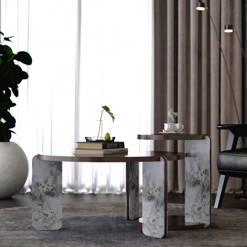 Table basse avec ensemble de tables de bout Modern, Noyer