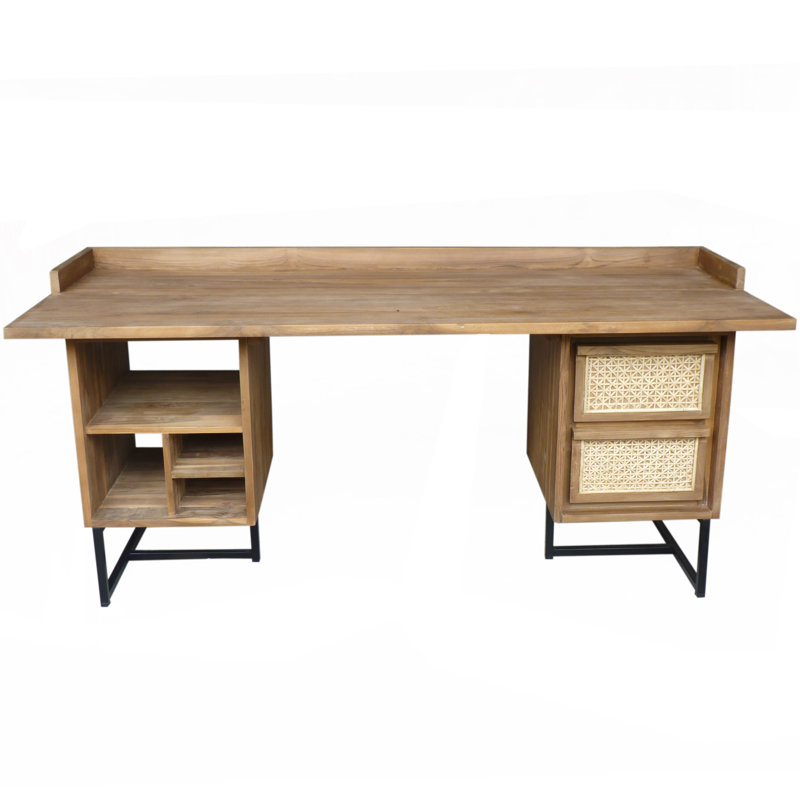 Cane Solid Wood Writing Desk