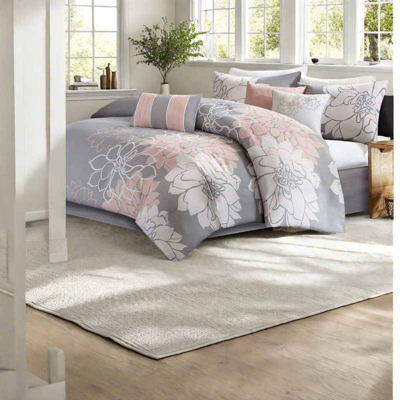 Ensembles de literie élégants à motif floral, mélange de satin de coton, style chambre à coucher gracieuse