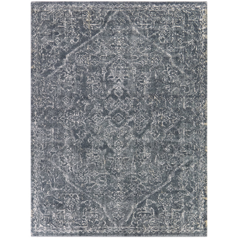Penalba Blue Transitional Medallion Area Rug, 7'10" x 10'