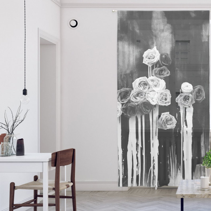 Black & White Roses Curtain