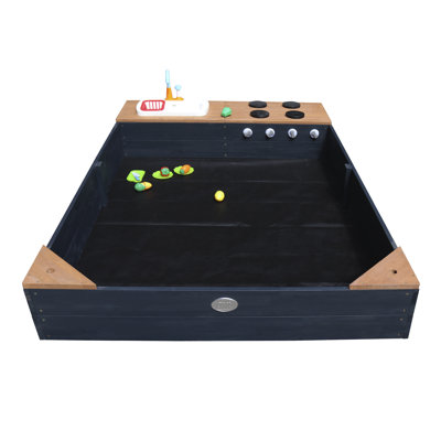 AXI Kelly Wood Rectangular Sandbox with Cover and Play Kitchen