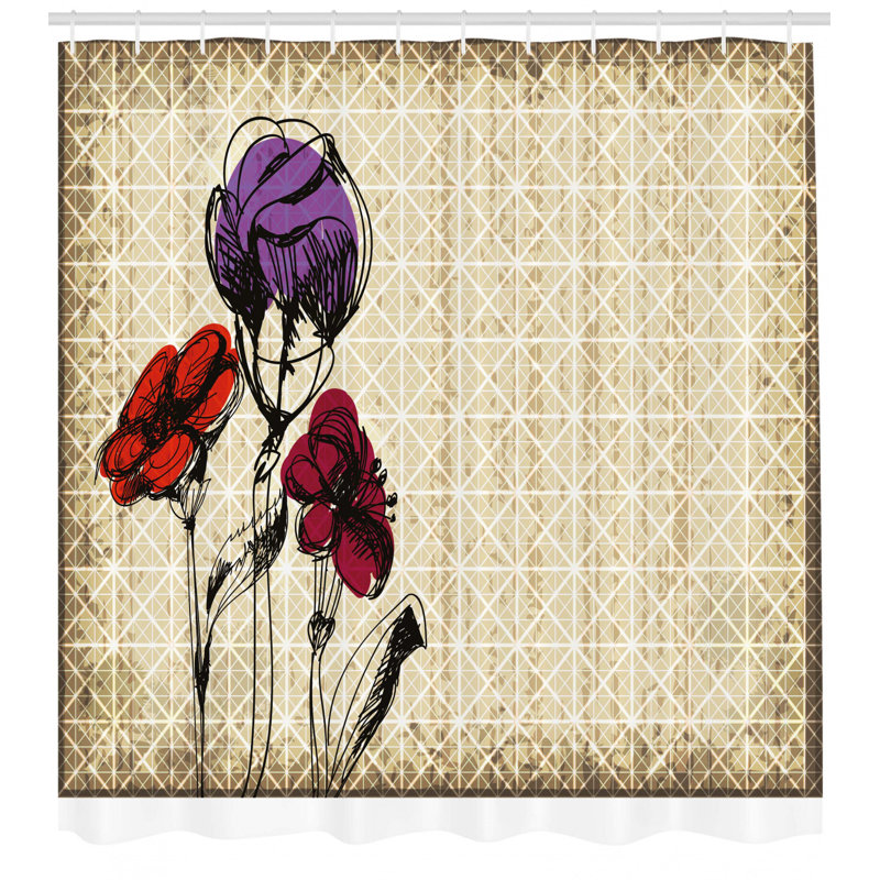 Ensemble de rideau de douche + crochets, H 69 po x l 105 po
