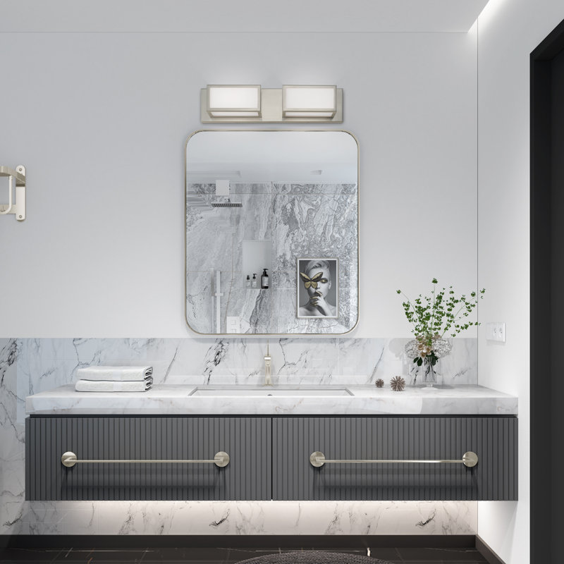 Aminah 2 - Light Dimmable LED Bath Bar, Brushed Nickel