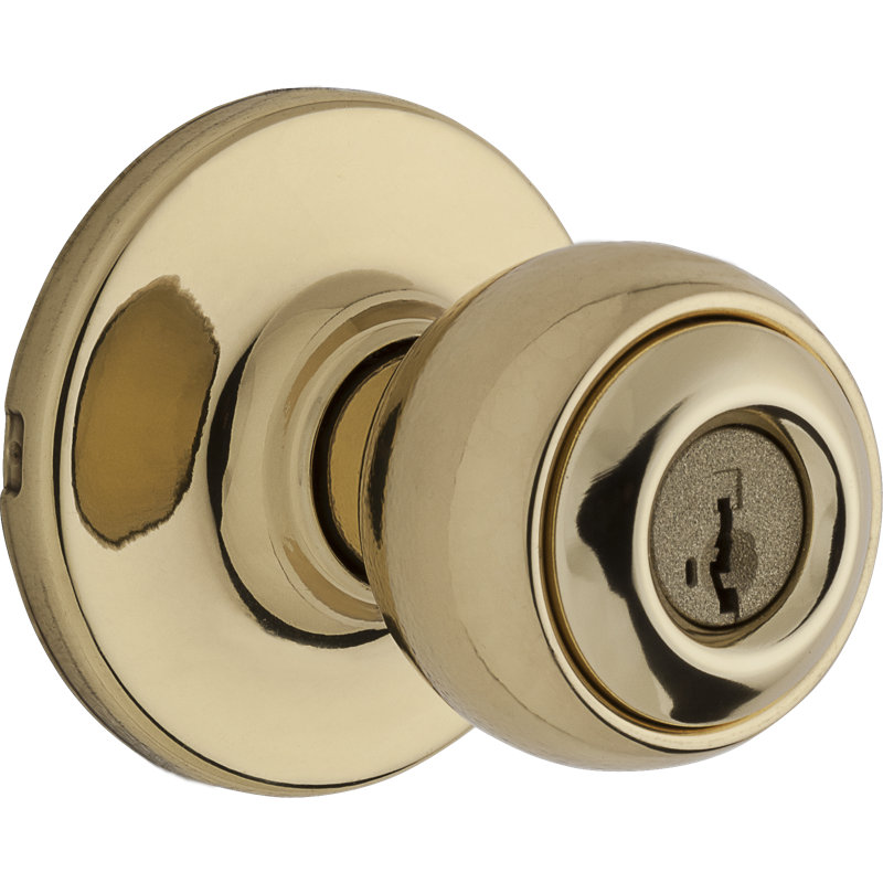 Bouton de porte d’entrée à clé avec rosette rond Yukon, Laiton