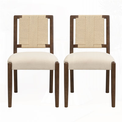Upholstered Dining Chairs With Woven Rope Backrest