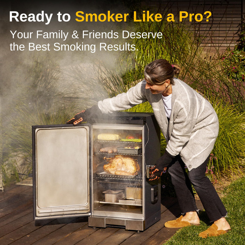 East Oak 30-Inch Black Electric Smoker with Digital Control and 4 Racks