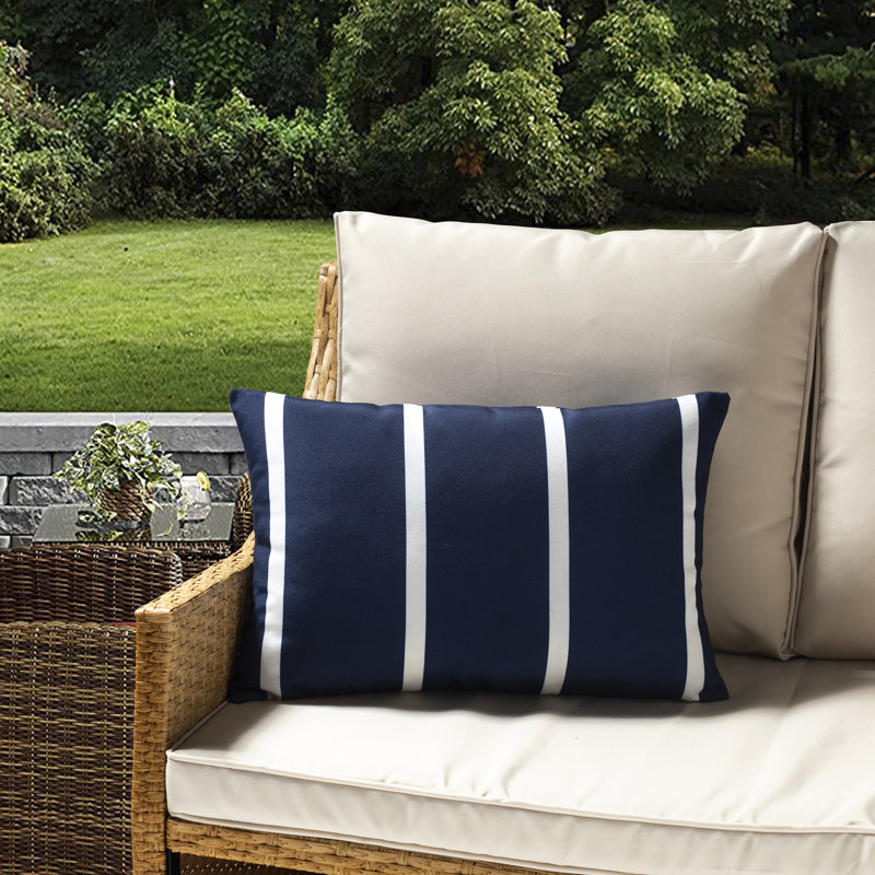 Housse de coussin rectangulaire intérieur / extérieur en polyester My Cottage Home, Bleu marine