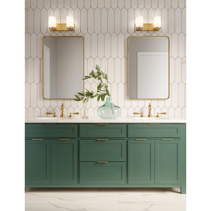 Luxe Gold Opal Glass 2-Light Modern Vanity Fixture