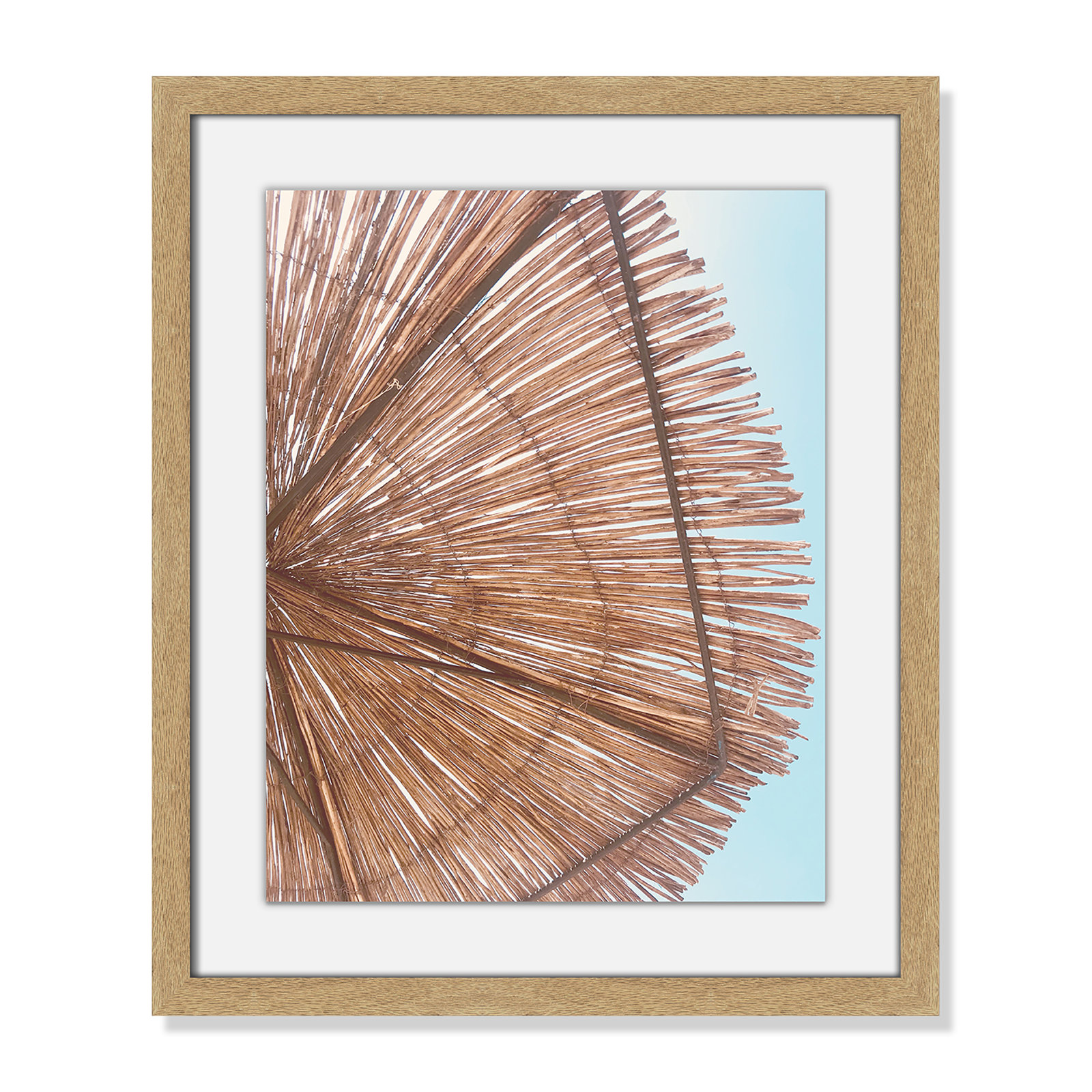 Rosy Straw Umbrella - Picture Frame Photograph, 19" H x 16" W x 1.25" D, Natural