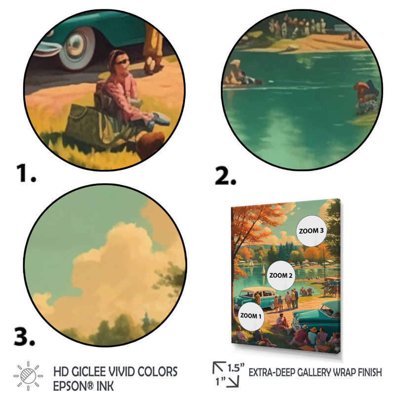 «Ritvan Flashback To Summer Holiday By The Lake II», reproduction sur toile, H 32 po x l 24 po x P 1 po, Cadre photo noir