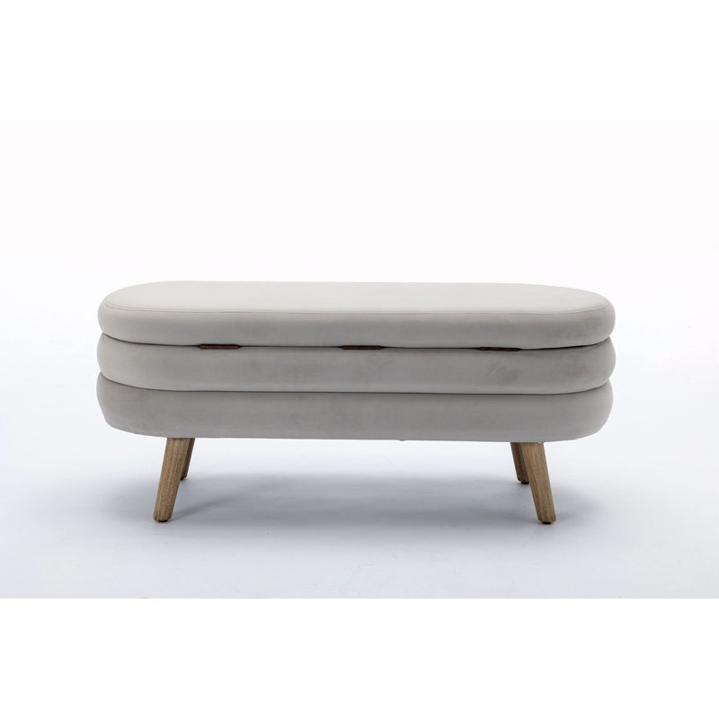 Banc de rangement en velours Noelany, Gris clair