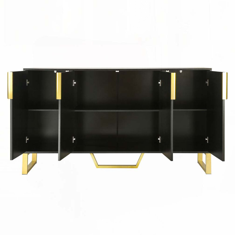Console de rangement avec tablettes réglables, Noir