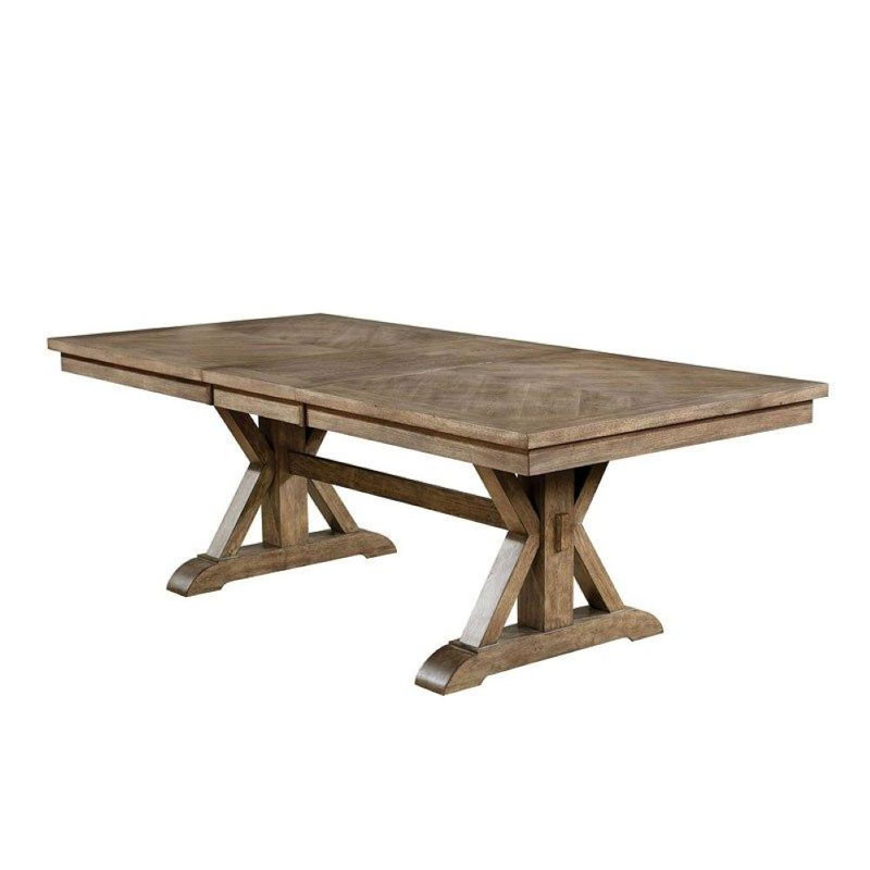 Heather Light Oak Trestle Base Dining Table Seats 8