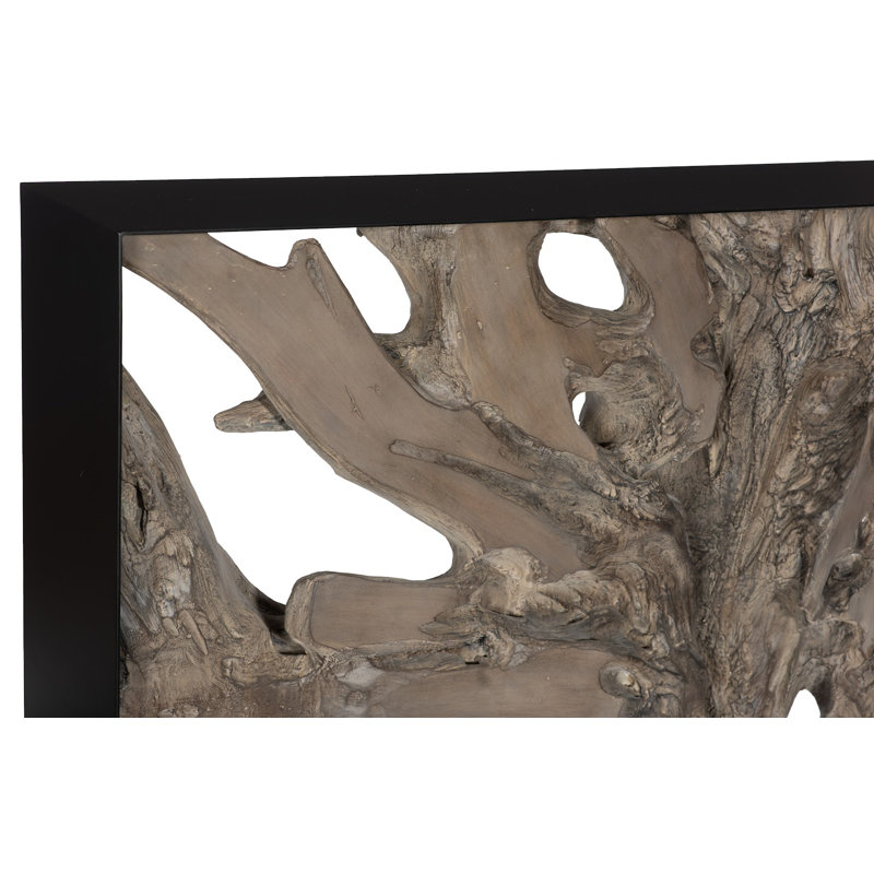 Cast Root Framed Console Table, Resin, Gray Wood Finish, Black/Gray, 34" H x 60" W x 12" D