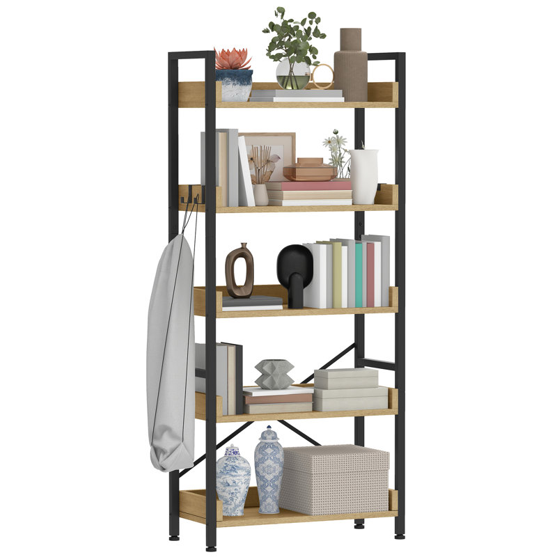 160cm H x 64cm W Metal Ladder Bookcase, Beige