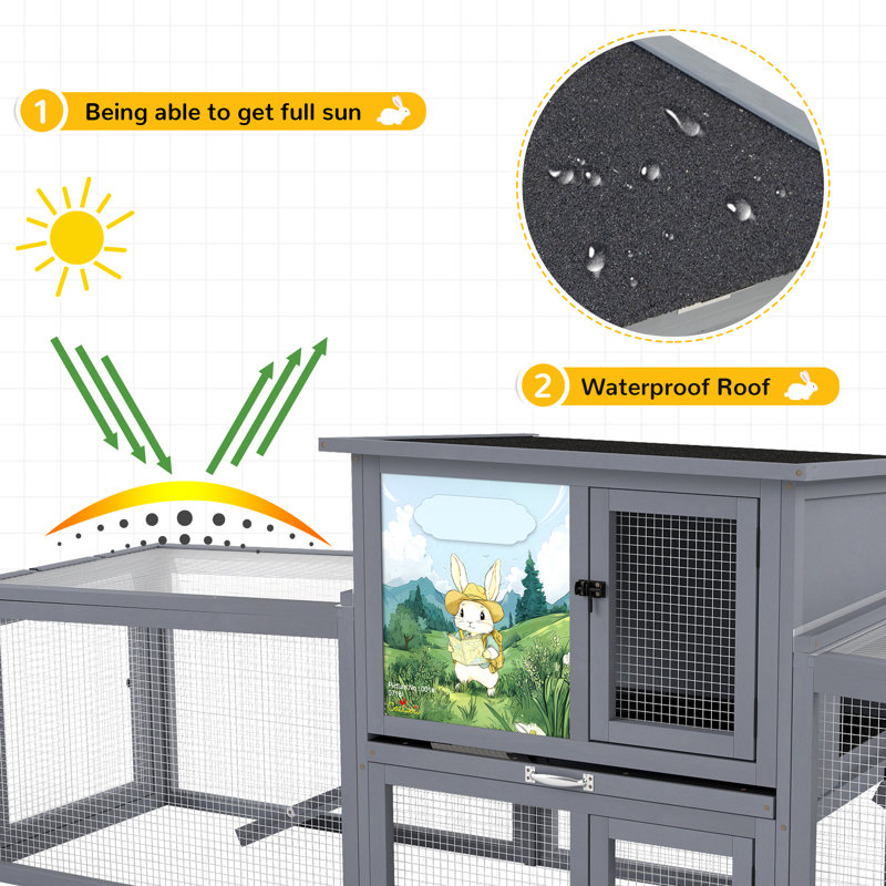 Emalene Weather Resistant Rabbit Small Animal Hutch