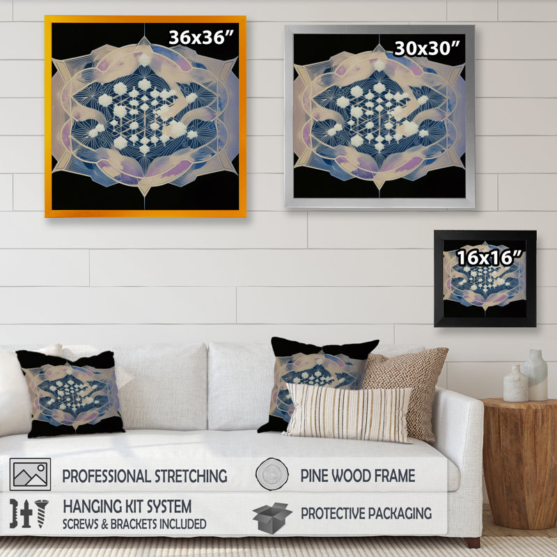 Fondamentaux motifs sacrés géométrie II - reproduction de cadre photo sur toile, Noir, L 16 po x H 16 po