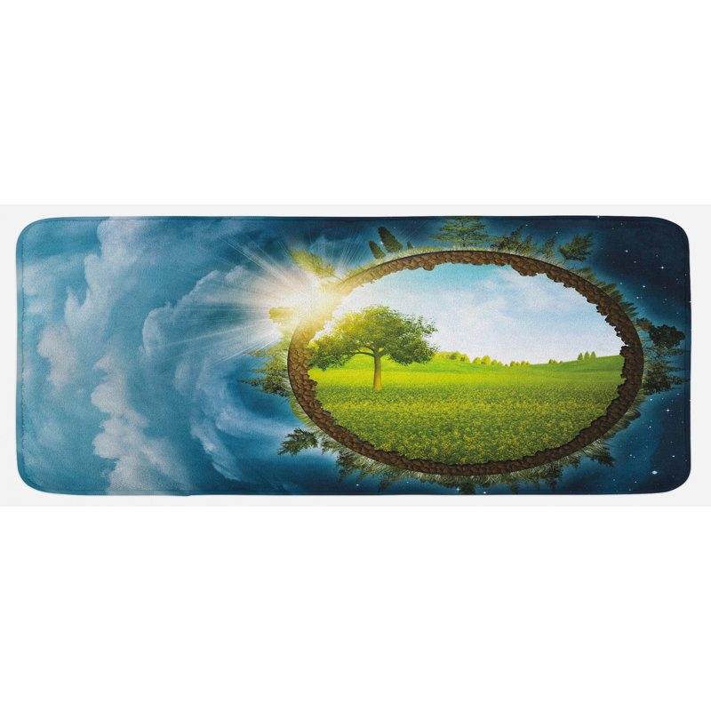 Tapis de cuisine circulaire avec cadre infini à l’infini à l’infinité en nuage vert pâle