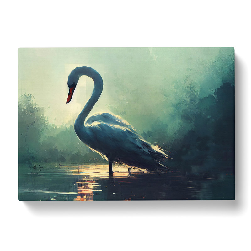 Swan Art Painting Vol.4 - Wrapped Canvas, 40cm H x 60cm W x 3cm D