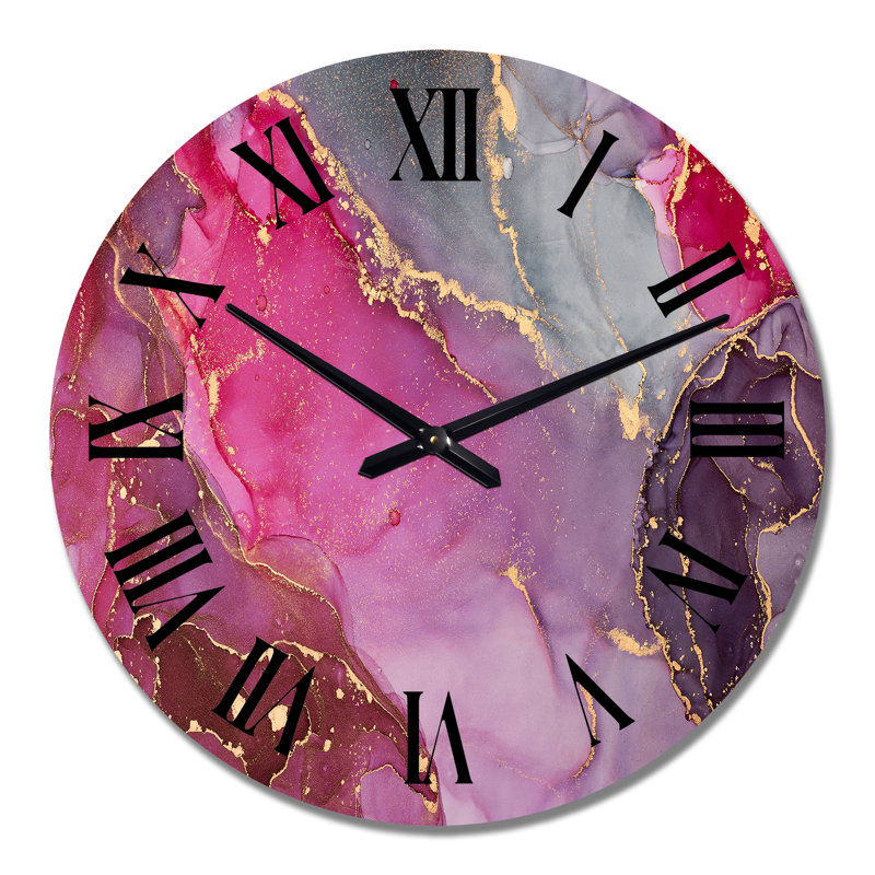 Horloge murale moderne mauve et grise, Grand