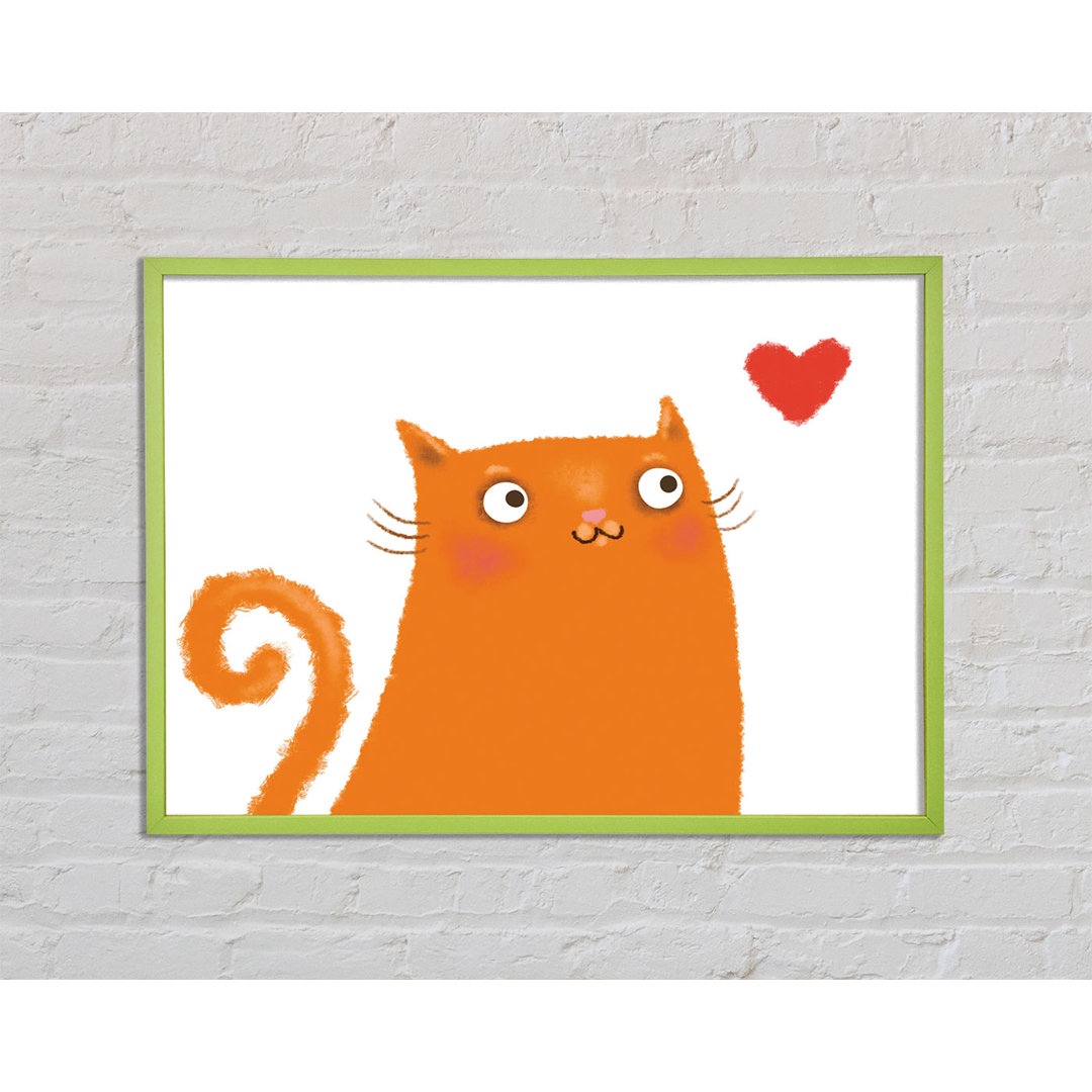 Arnout The Love Heart Orange Cat - Einzelbildrahmen Kunstdrucke