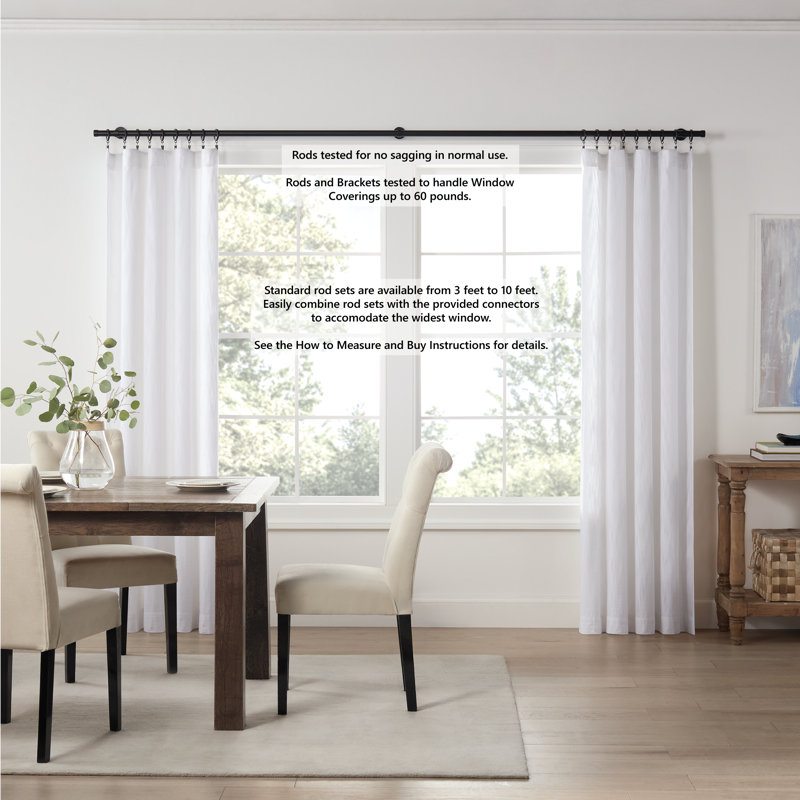 Cambria Designer Series Premium 1-1 / 8 en plus grand diamètre Tringle à rideaux non réglable et supports de designer, 96"