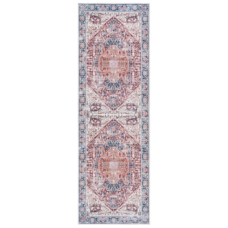Arizona Symphony Machine Washable Non-Slip Area Rug In Red & Navy