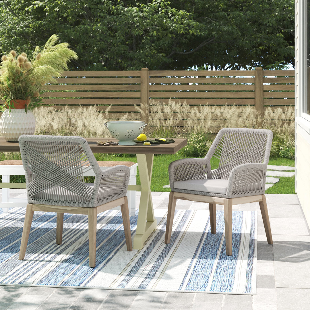 Mitali Patio Dining Armchair with Cushion (Set of 2) Bay Isle Home™ Frame 