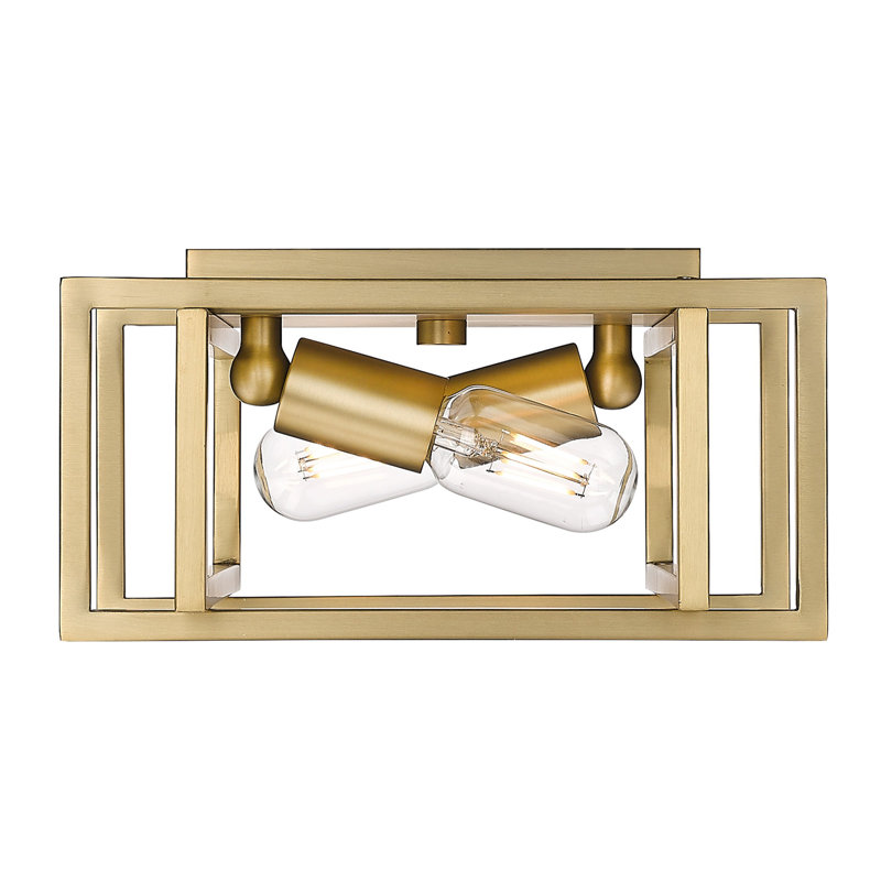 Isiah 2-Light Steel Flush Mount, Brushed Champagne Bronze, Brushed Champagne Bronze