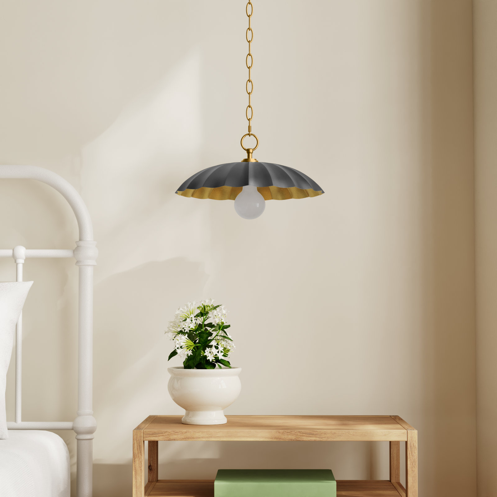 Granduca Single Light Steel Gold Pendant, Dark Gray