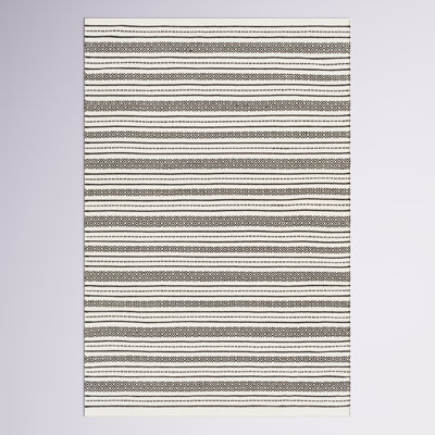Tapis blanc / noir en coton tissé à la main Courtdale