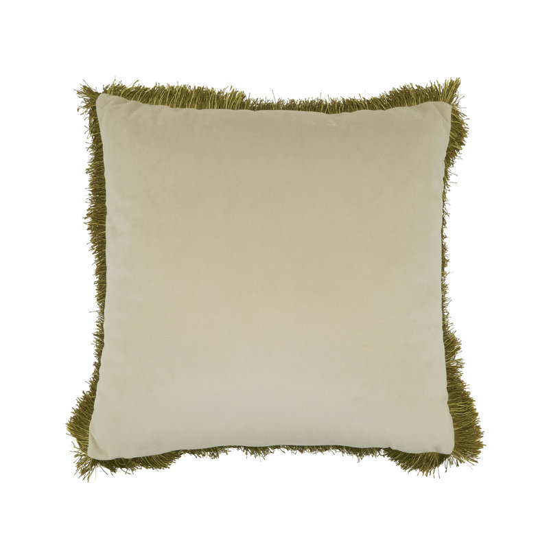Velvet Fringe Poly Filled Throw Pillow, Pillow Cover Only - No Insert, Ivory