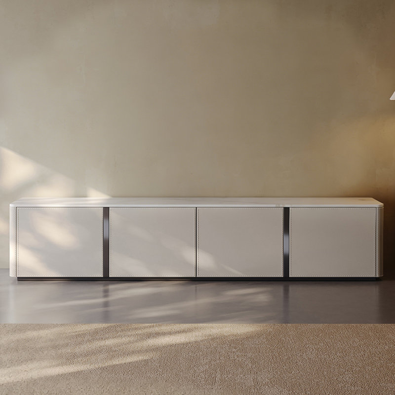 Meuble télé gris en bois manufacturé, 23.62"H x 78.74"L x 15.75"W