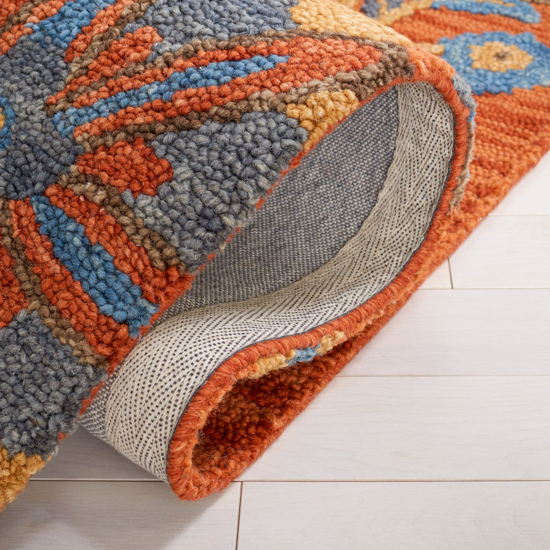 Tapis en laine / coton touffeté à la main à motif floral Gagner, Rectangle 8 pi x 10 pi