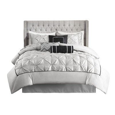 7 Piece Grey Bed For King, Featuring Comforter King Bedding , With Dazzling Ornaments