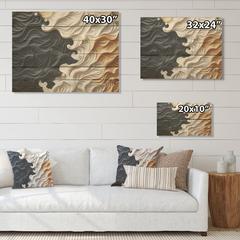 Minimalisme, beauté, sérénité, art côtier sur bois de pin naturel, H 10 po x l 20 po