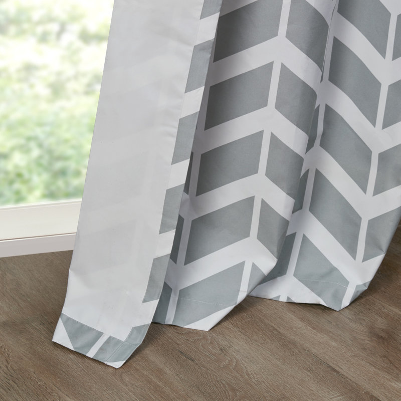 Yellow and Gray Chevron Room Darkening Grommet Curtains, 42x84, 2-Panel Set