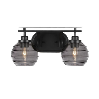 Barre d'éclairage de salle de bain 2 lumières Alirra avec verre de 6 po