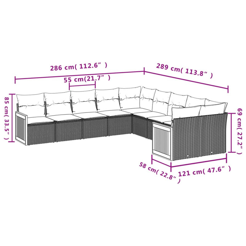 Ensemble de canapé de jardin Vidaxl