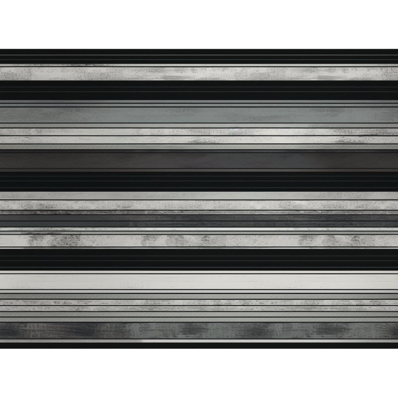 Horizontal Stripes Machine Printed Duvet Cover, Twin Duvet Cover, Black/Silver