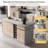 Japandi Kitchen Island with Storage and Seating Space,Island Table with Wine Rack (Without Bar Stools)-42246706