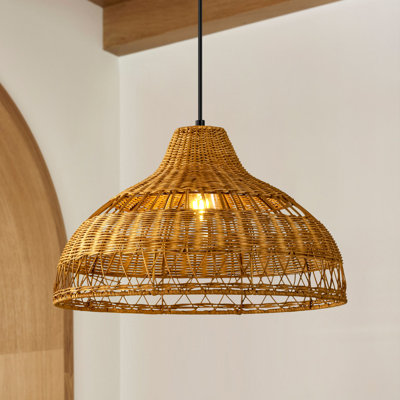 Luminaire suspendu en dôme naturel tissé à la main 1 lumière Luminas