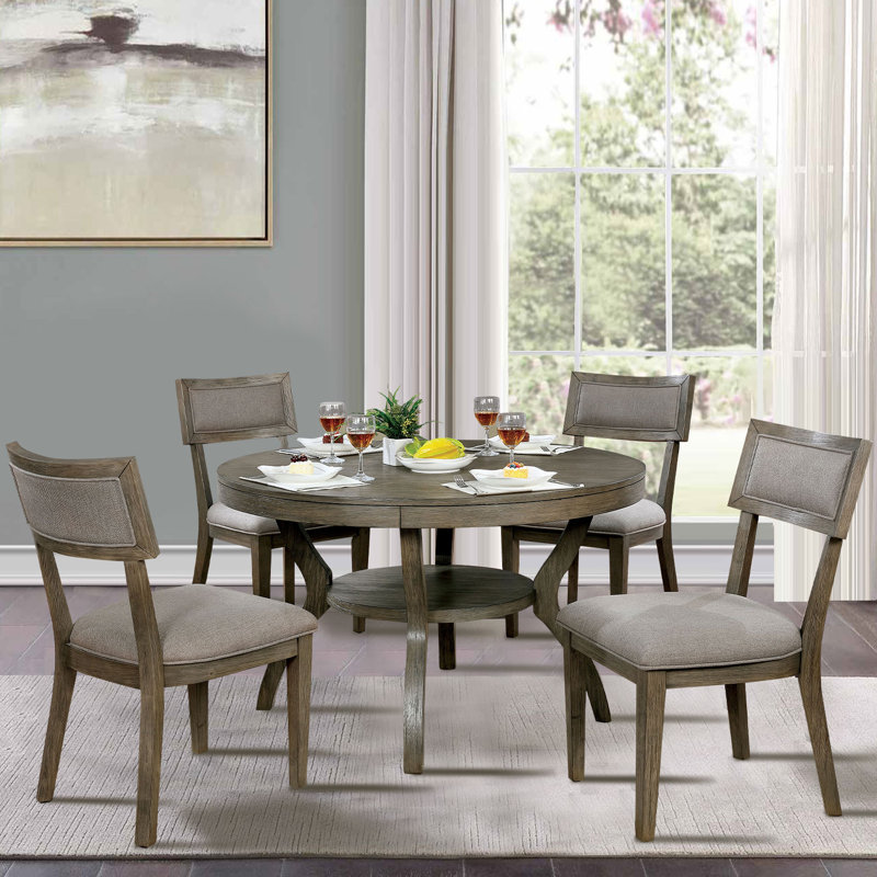Aaronveer Round Solid Wood Top Dining Table